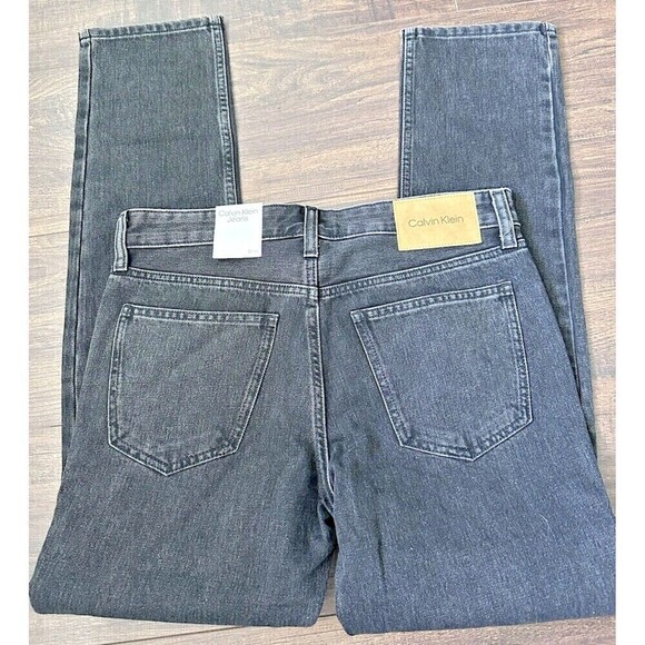 Calvin Klein Mens Slim-Straight Fit Jeans Pants Denim Dark Gray/black30w 32L New - Picture 5 of 7